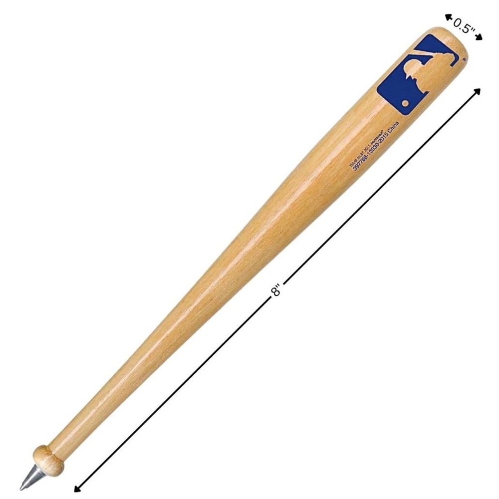 MLB Baseball Bat Ballpoint Pen Tan Wood‎ Grain Look Blue Logo 2019 Semison